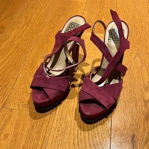 Burgundy suede strappy heels